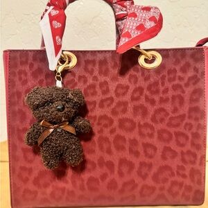 Elegant Red Leopard Print Women's Bag